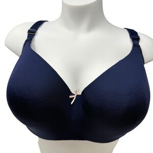 Cacique Blue Modern Lace Racerback Smooth LL Balconette Bra Size 44DD Navy NWT